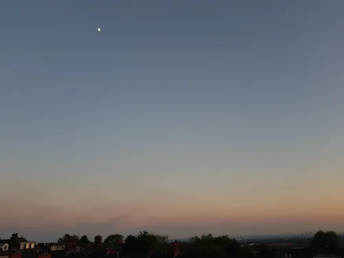 Half moon just before sunset on the 7th of Ramadan